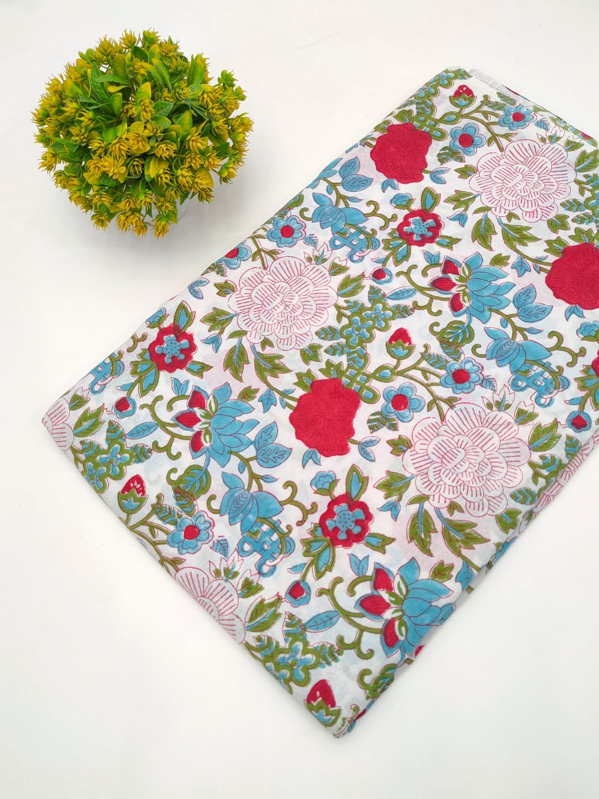 Block Printed Sanganeri Cotton Fabric
