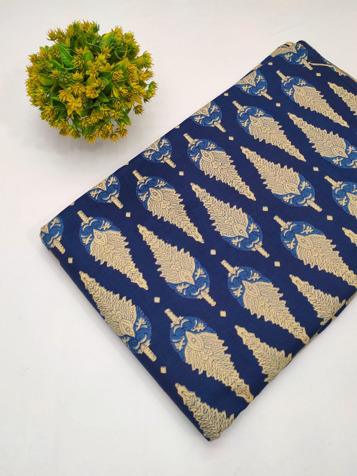 Cotton fabric dress material from sanganeri print with screen printing