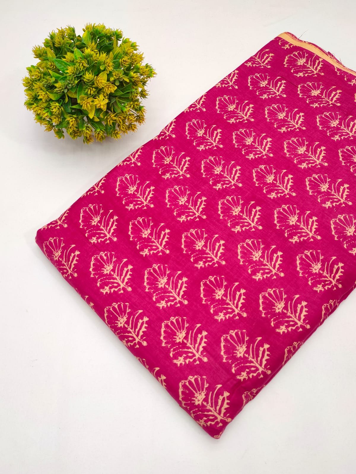 Cotton fabric dress material from sanganeri print with screen printing