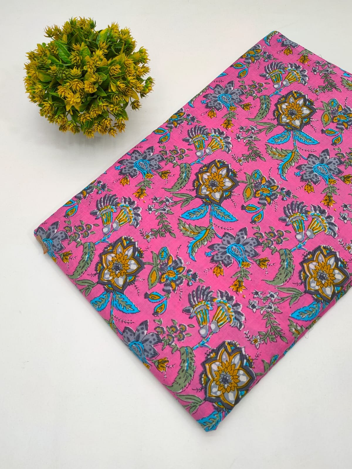 Cotton fabric dress material from sanganeri print with screen printing
