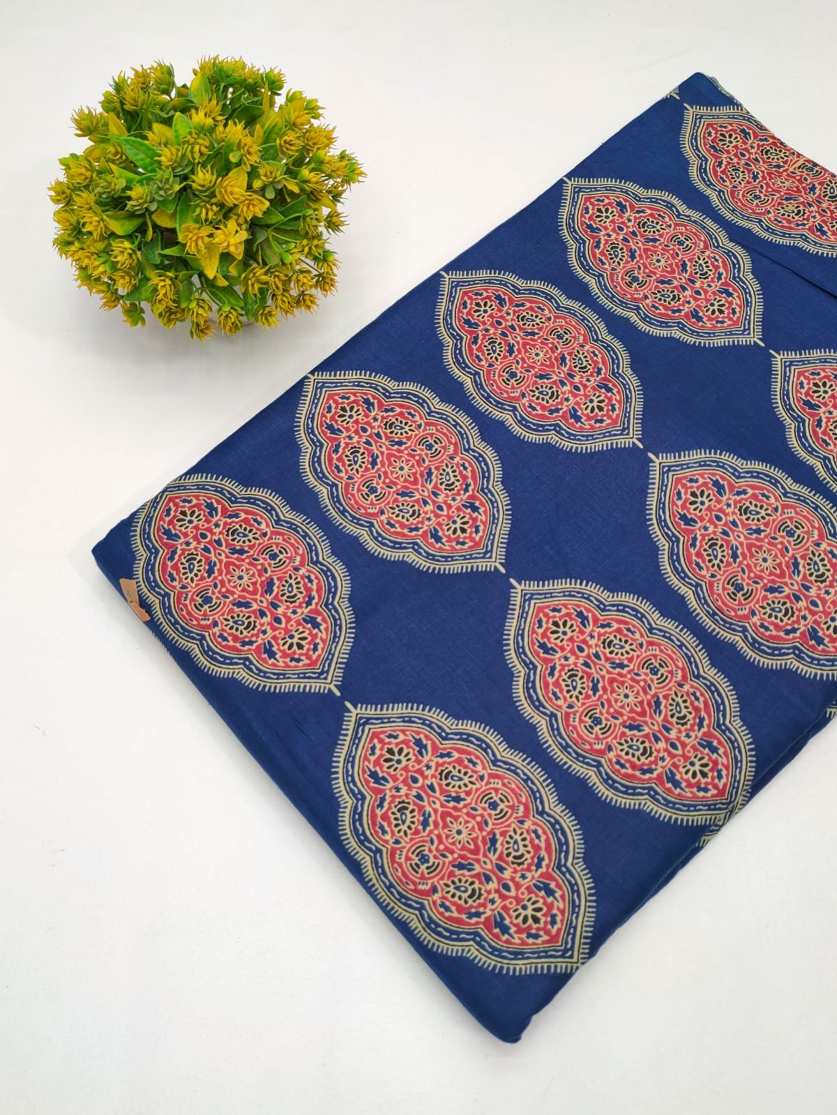 Cotton fabric dress material from sanganeri print with screen printing