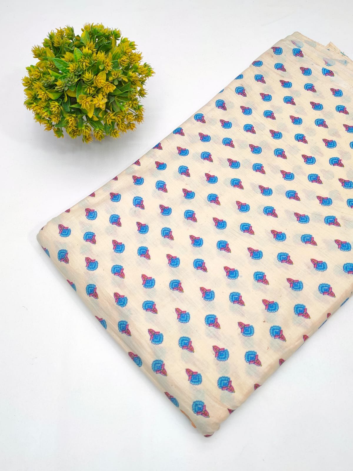 Cotton fabric dress material from sanganeri print with screen printing