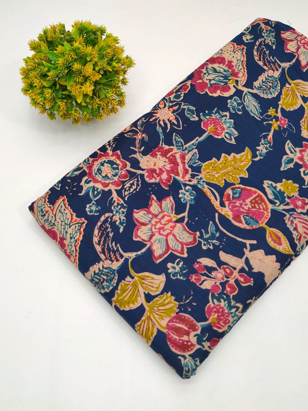 Cotton fabric dress material from sanganeri print with screen printing