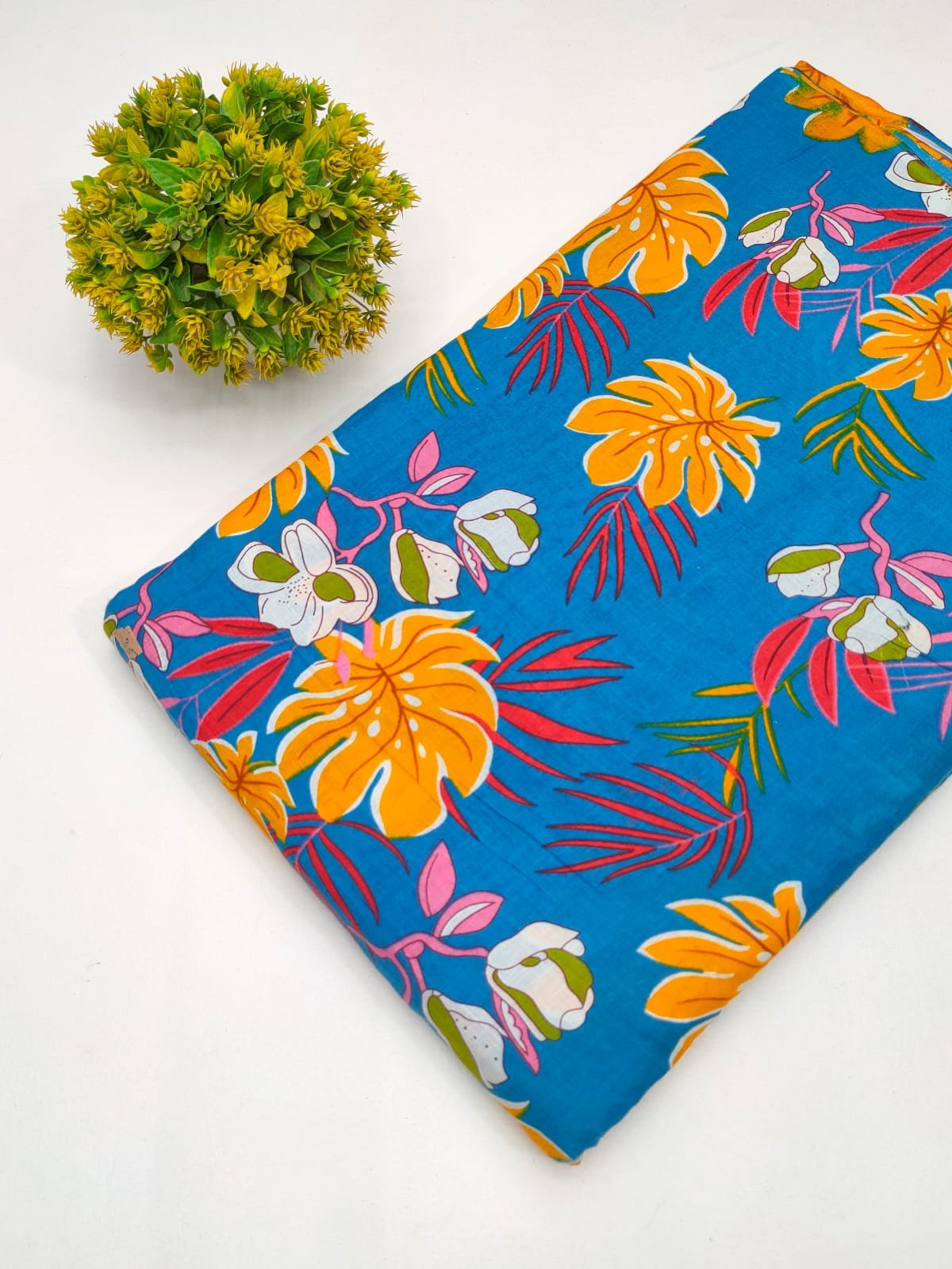 Cotton fabric dress material from sanganeri print with screen printing