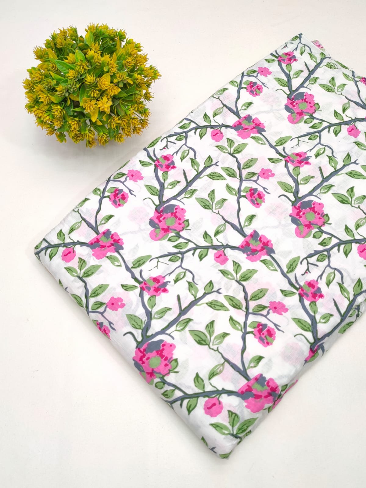 Cotton fabric dress material from sanganeri print with screen printing