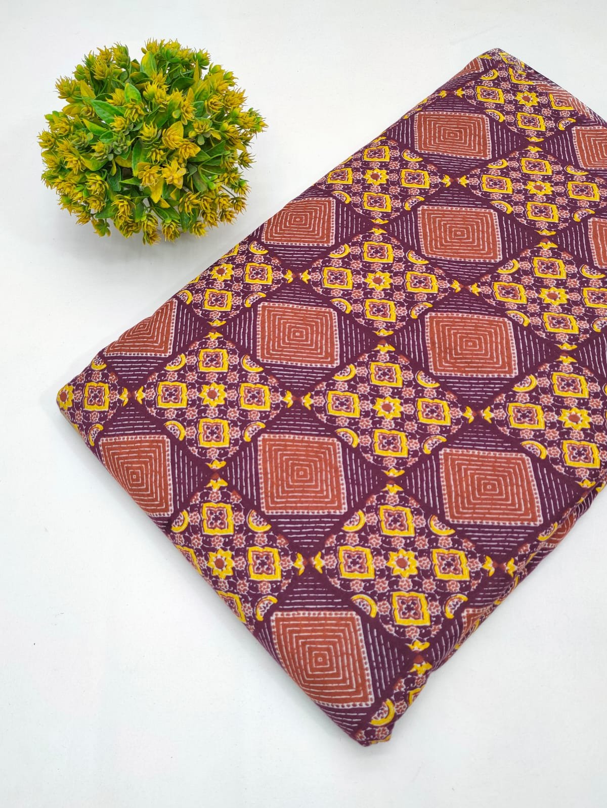 Cotton fabric dress material from sanganeri print with screen printing