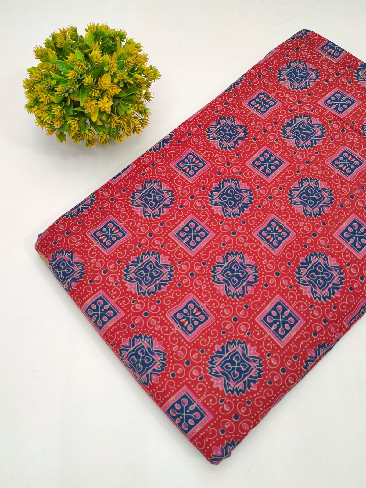Cotton fabric dress material from sanganeri print with screen printing
