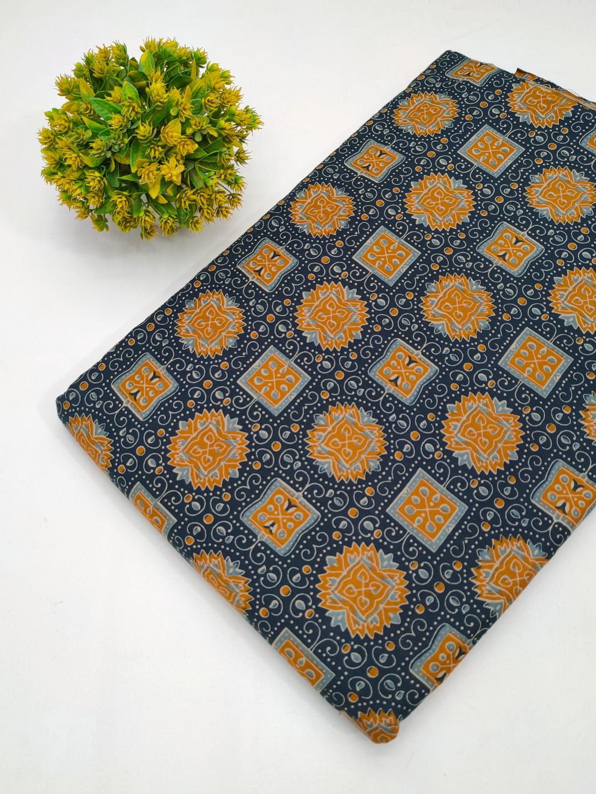 Cotton fabric dress material from sanganeri print with screen printing