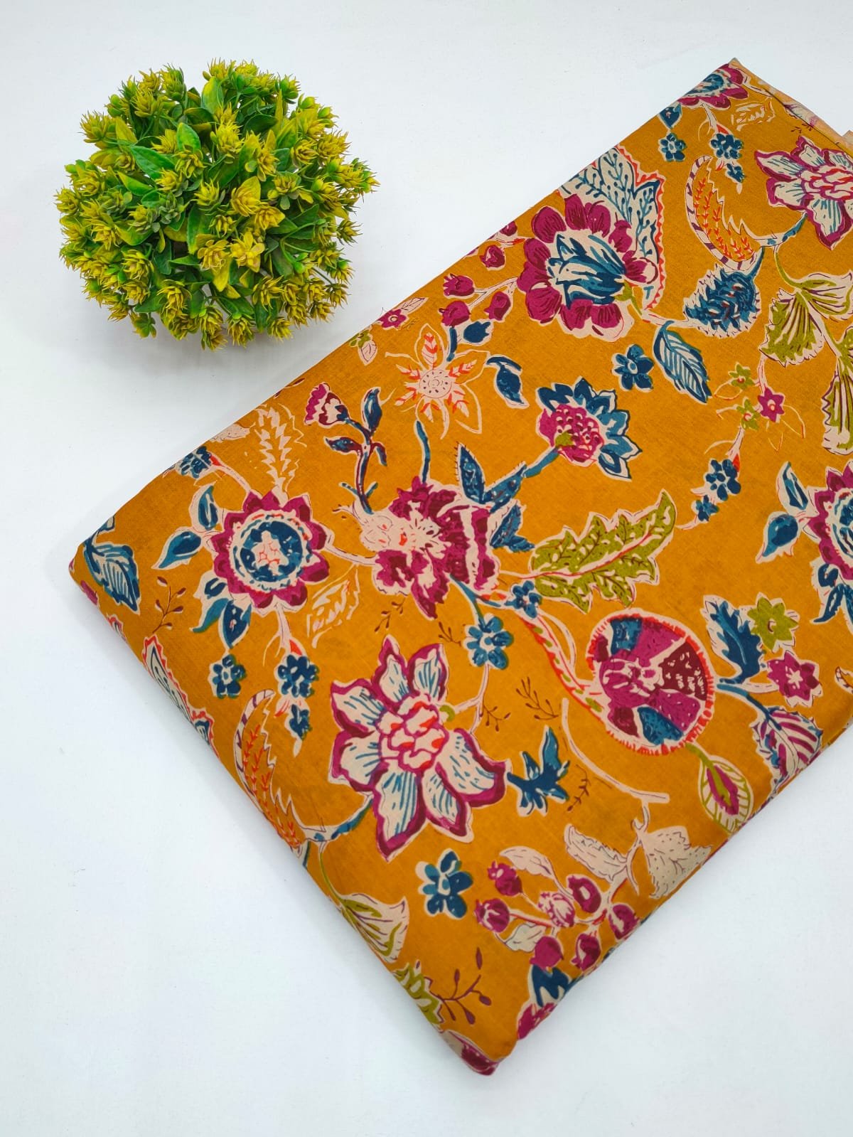 Cotton fabric dress material from sanganeri print with screen printing