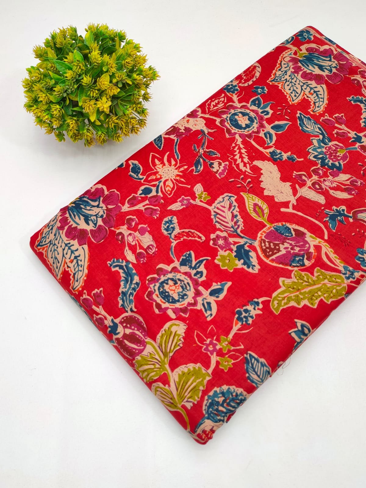 Cotton fabric dress material from sanganeri print with screen printing