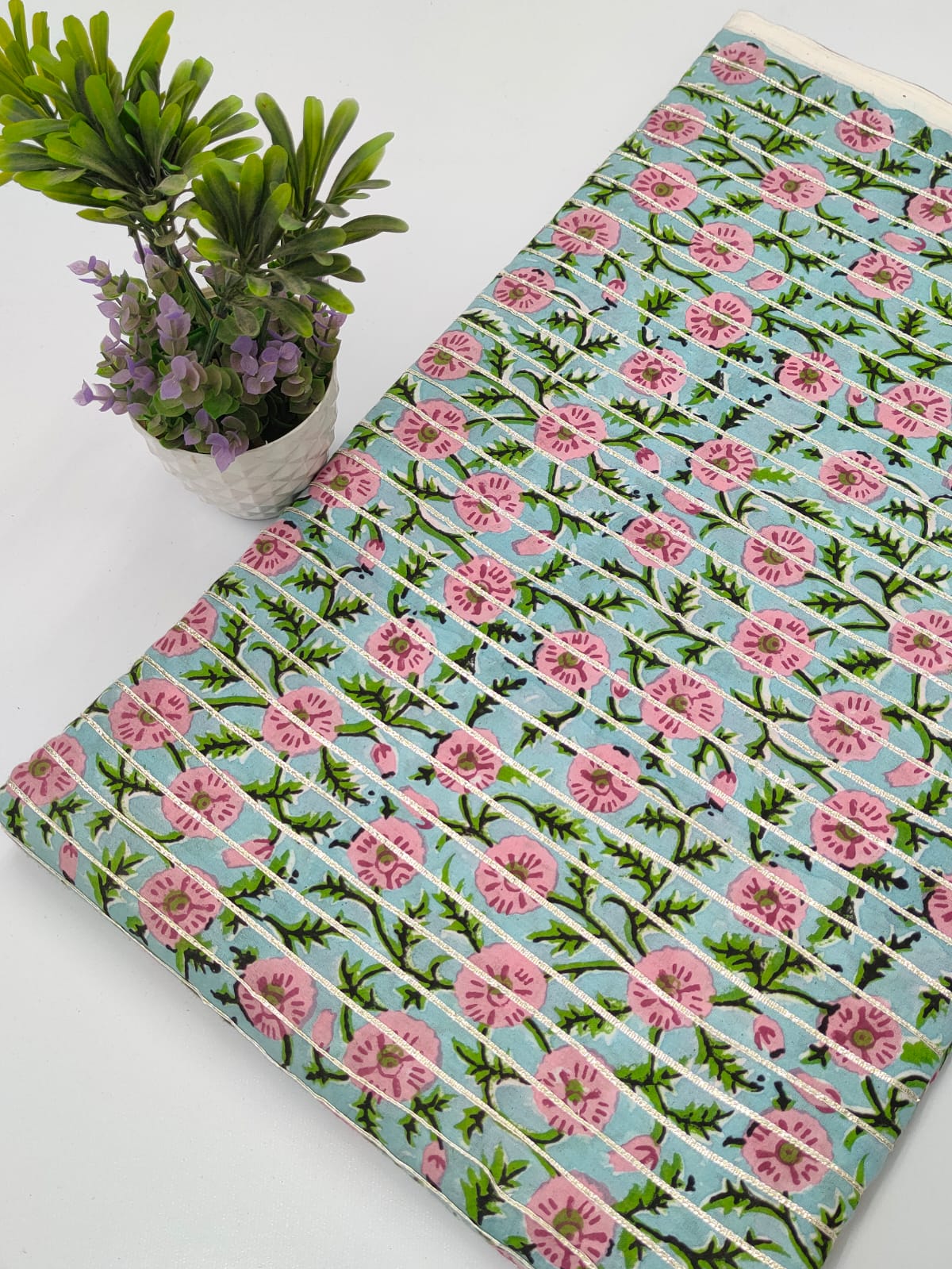 Gota Work Hand Block Printed Fabrics