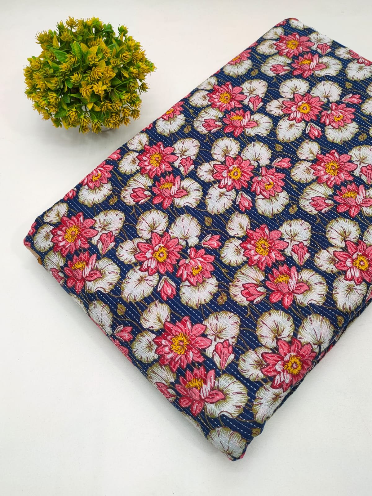 Katha Work Pure Cotton Fabric for kurtis and dress