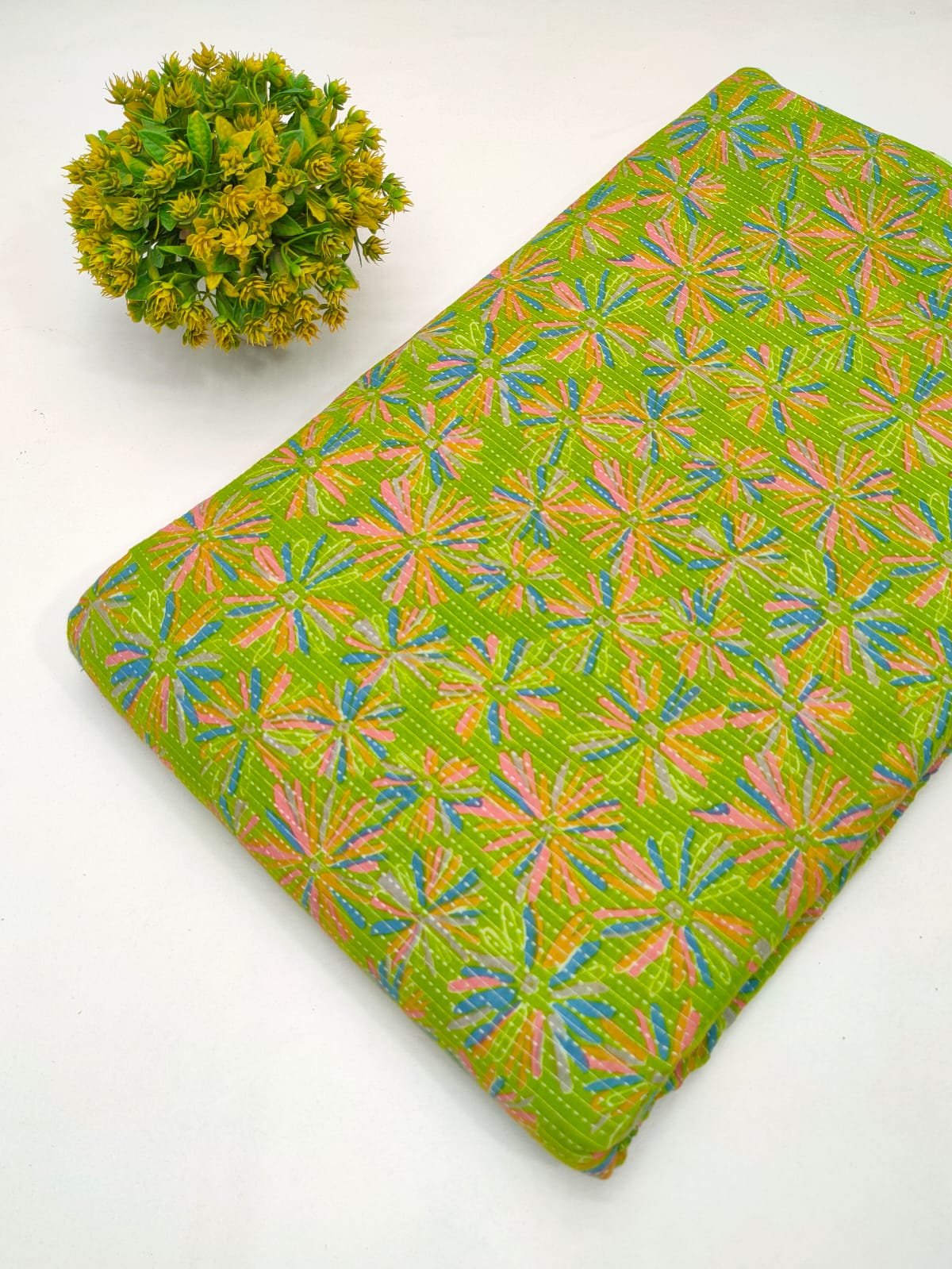 Katha Work Pure Cotton Fabric for kurtis and dress