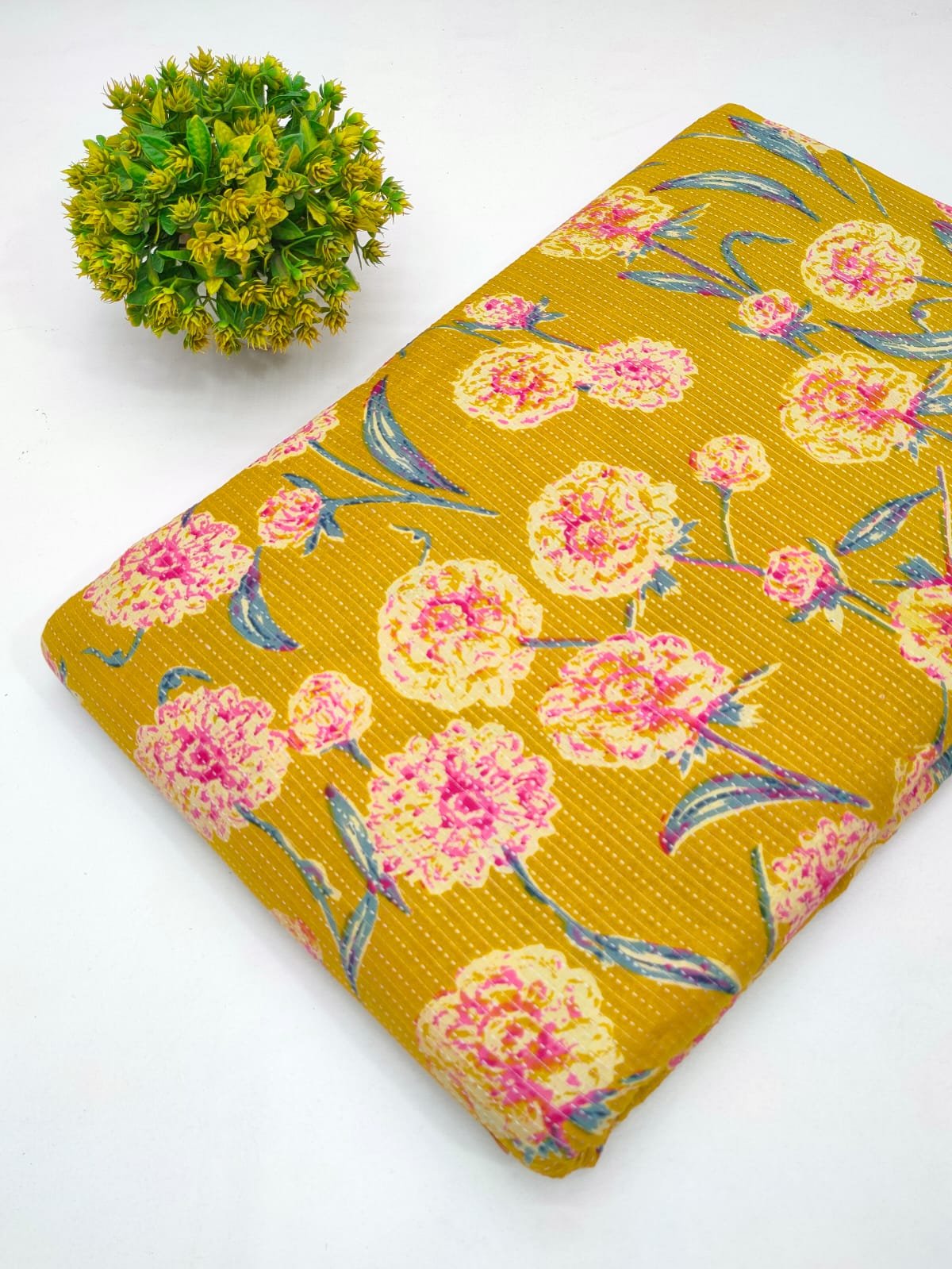 Katha Work Pure Cotton Fabric for kurtis and dress