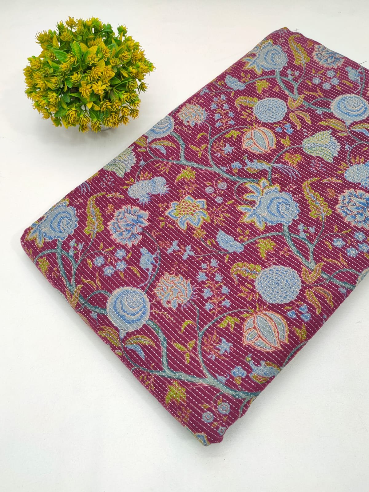 Katha Work Pure Cotton Fabric for kurtis and dress
