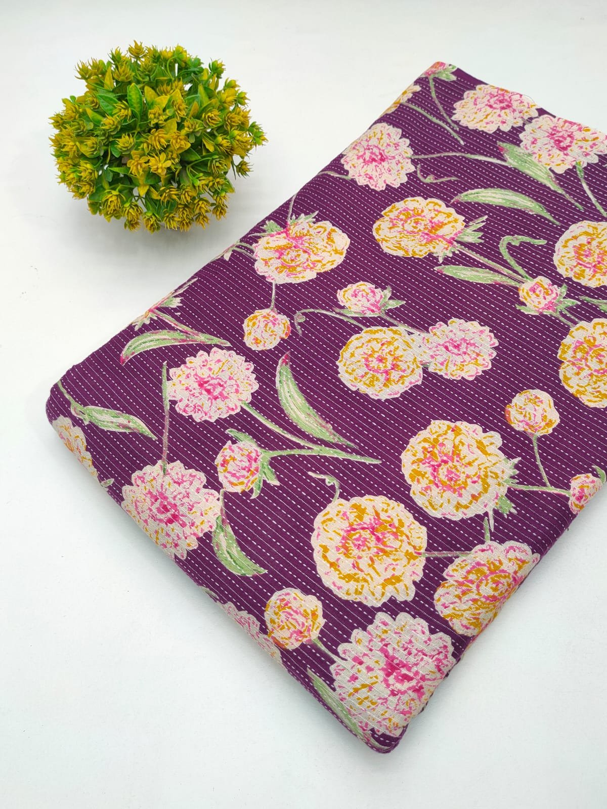 Katha Work Pure Cotton Fabric for kurtis and dress