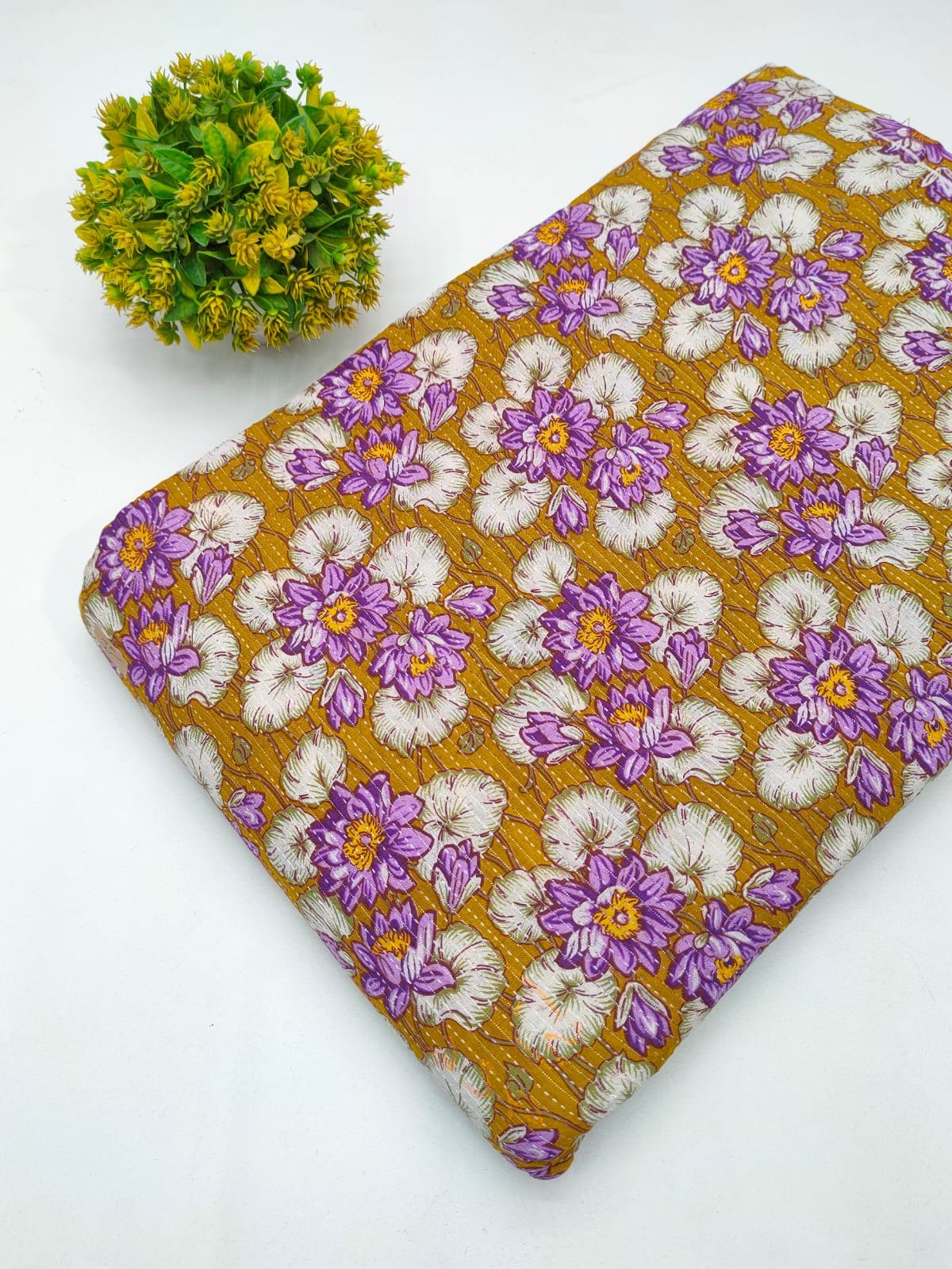 Katha Work Pure Cotton Fabric for kurtis and dress