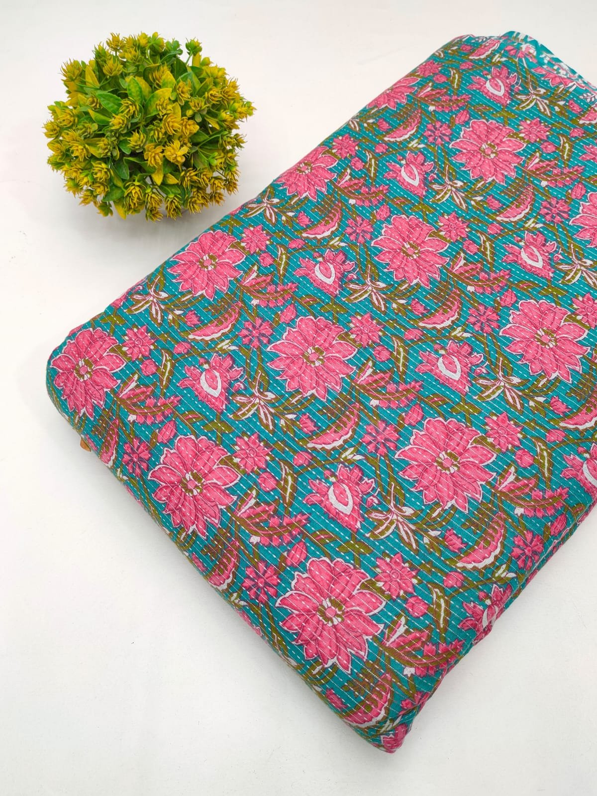 Katha Work Pure Cotton Fabric for kurtis and dress