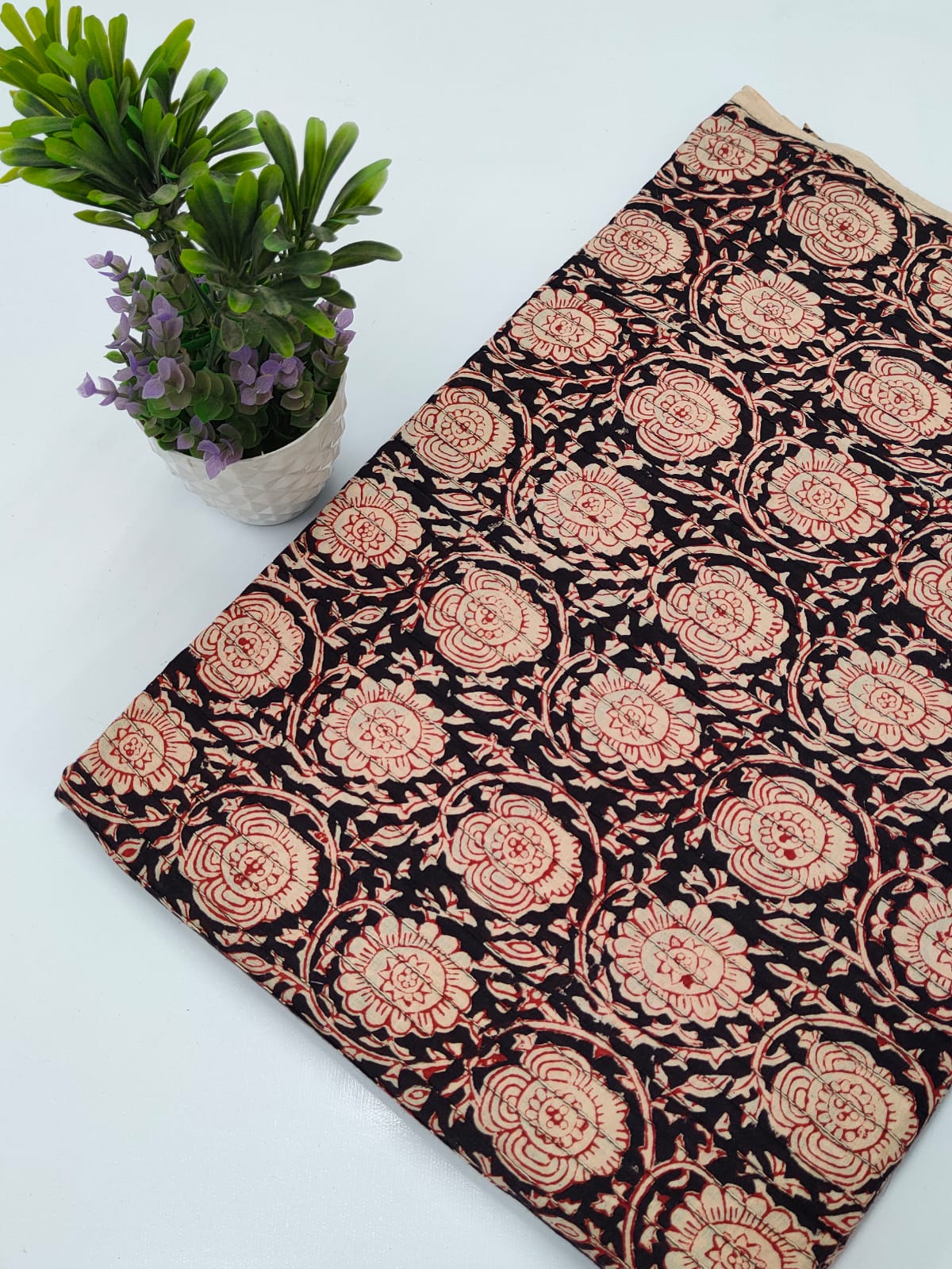 pin tuck cotton hand block fabric
