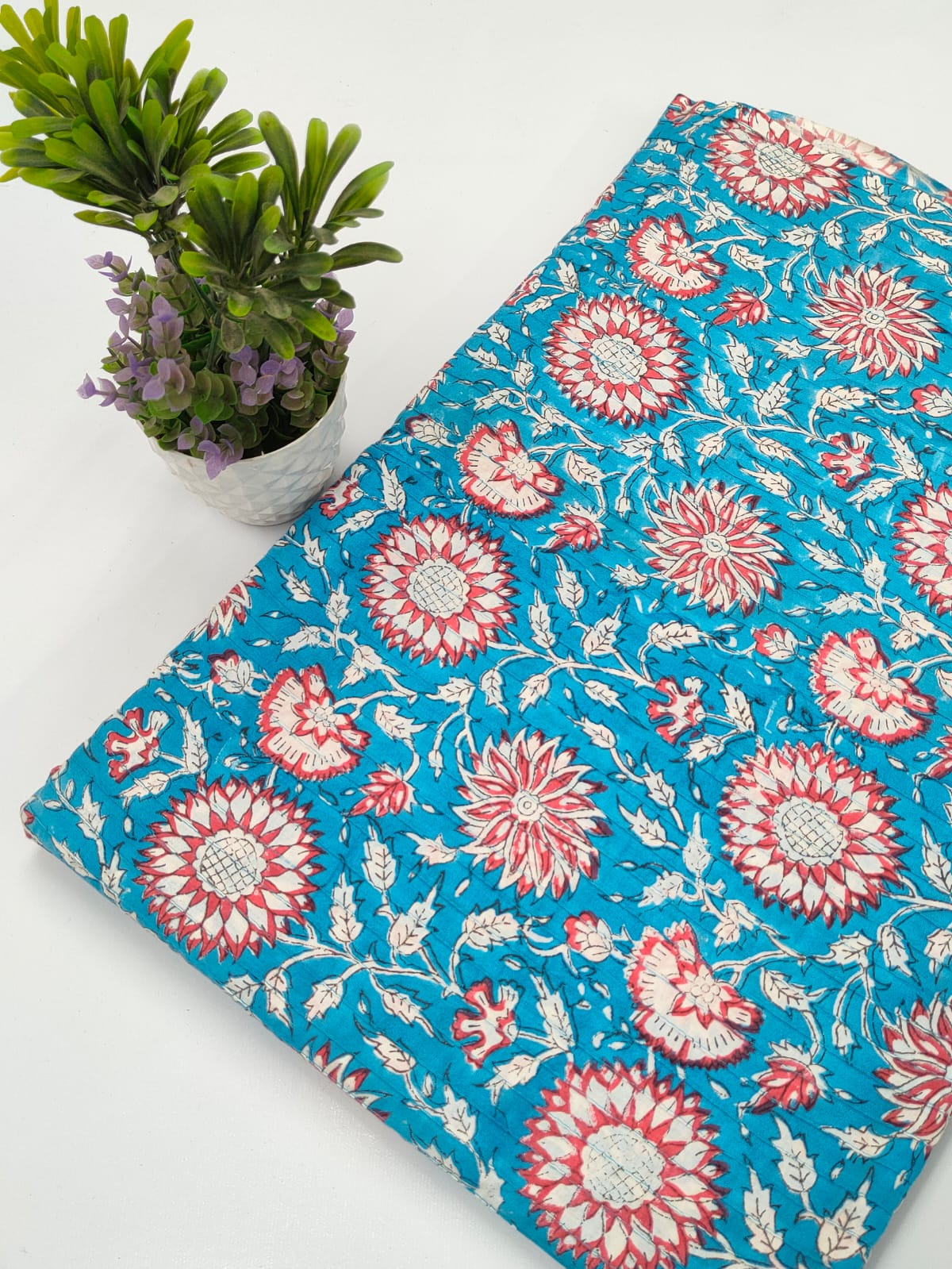 pin tuck cotton hand block fabric