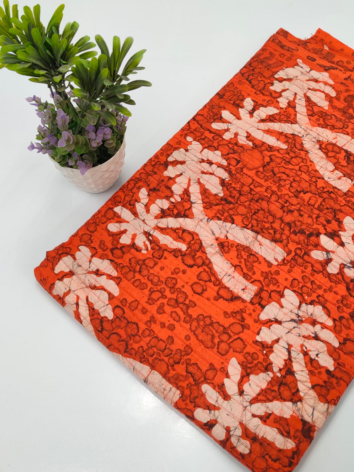 pin tuck cotton hand block fabric