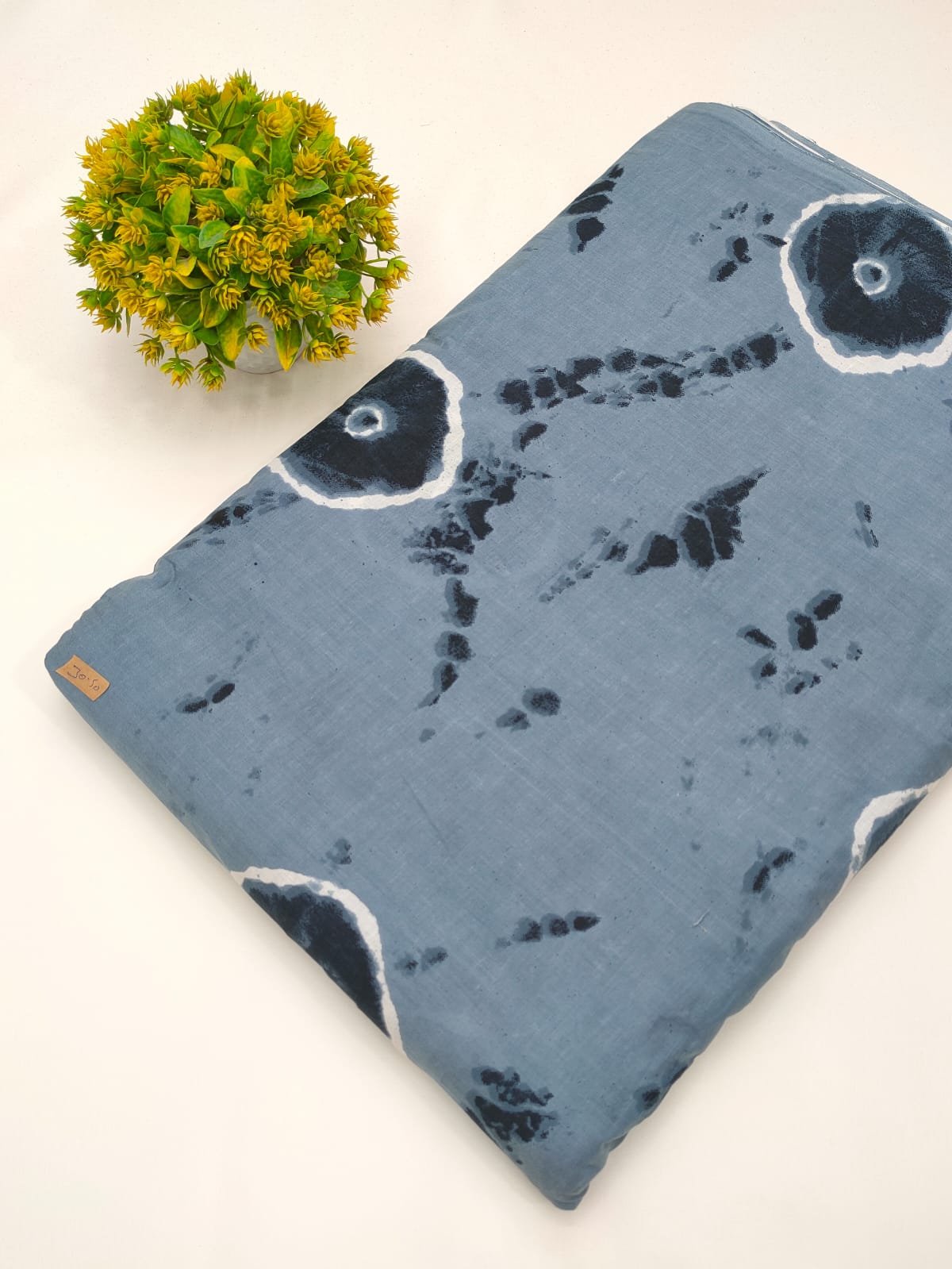 Blue abstract print cotton fabric Jaipur