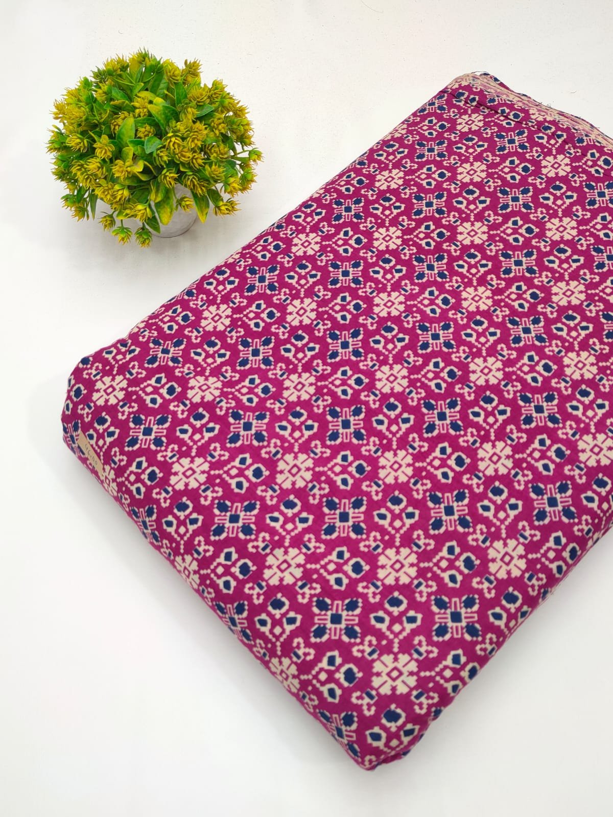Pink floral screen print cotton fabric Jaipur