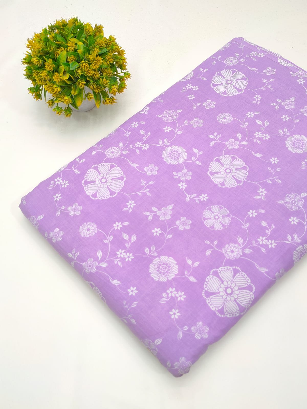 Lavender floral cotton screen print fabric