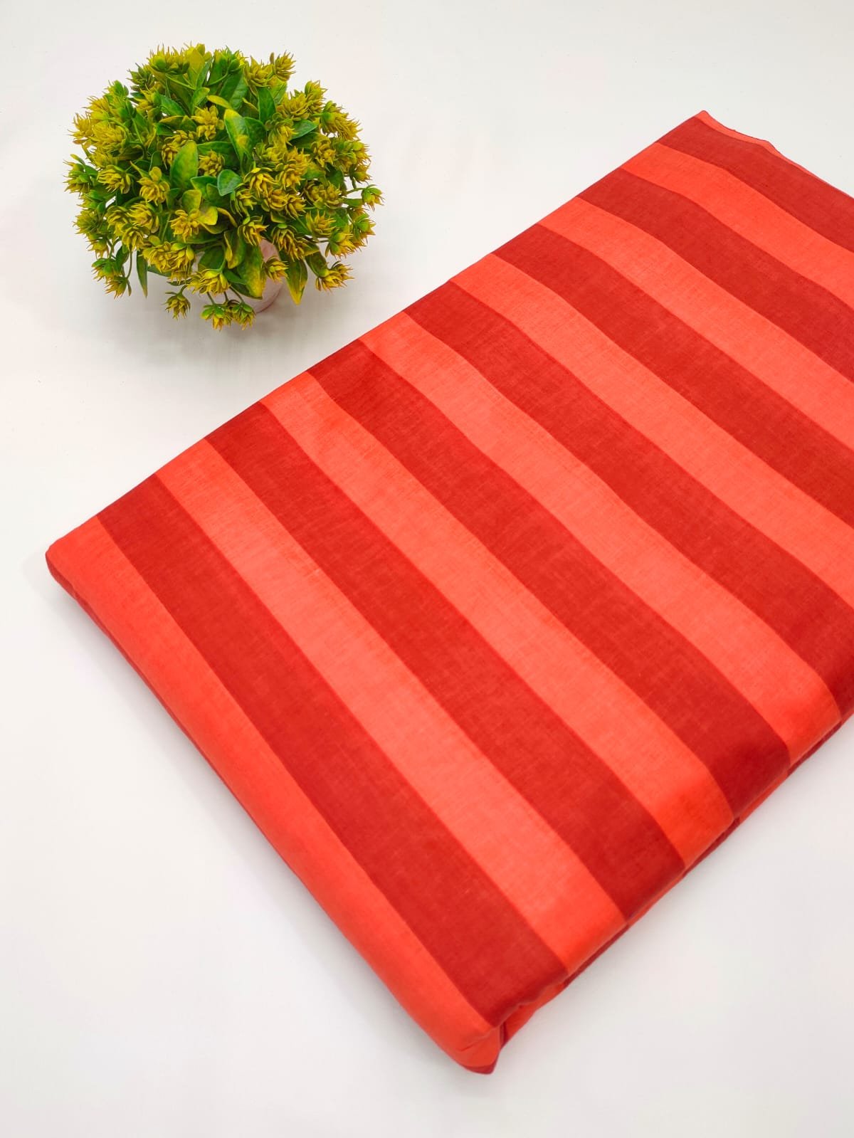 Orange striped pure cotton screen print fabric