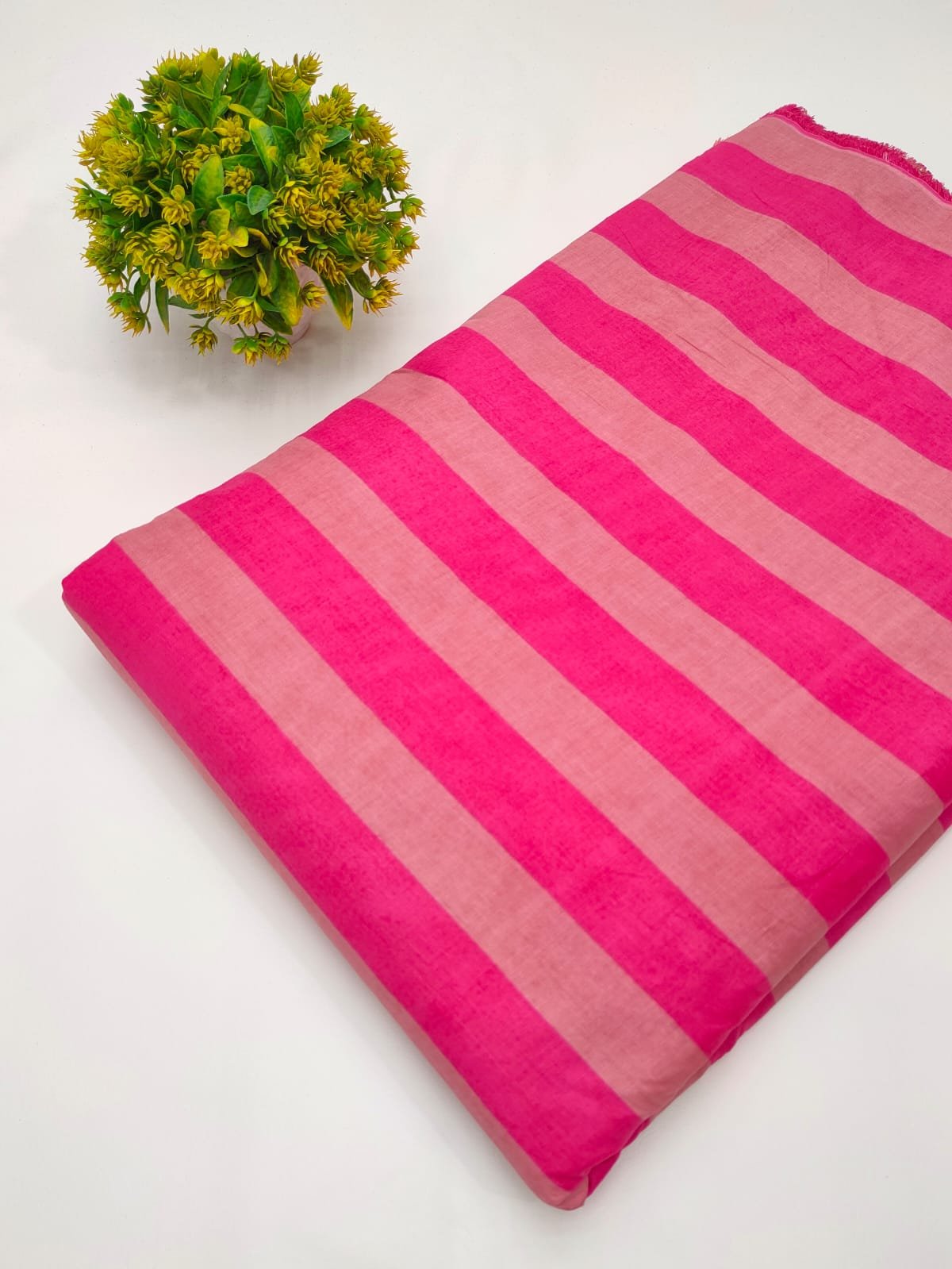 Hot pink and pink striped cotton fabric India