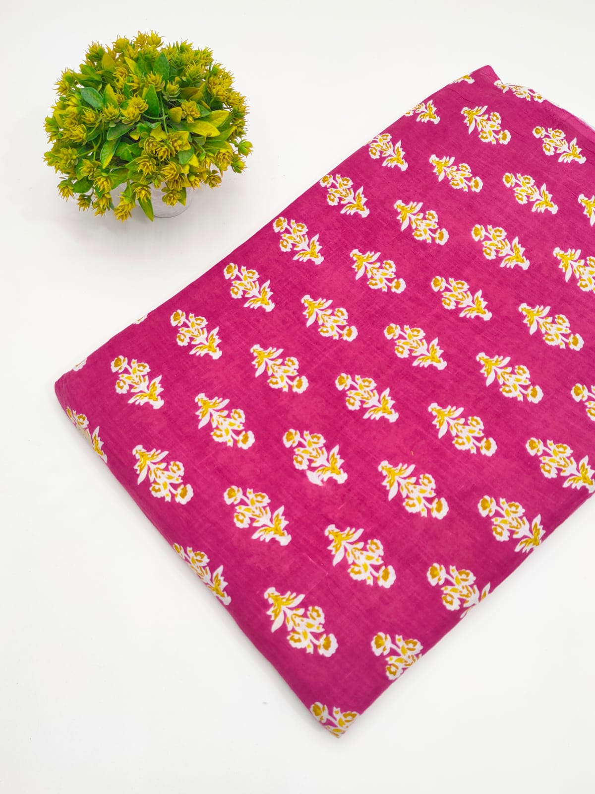 Magenta Floral Booti Screen Print Pure Cotton Fabric - JBRGFD121