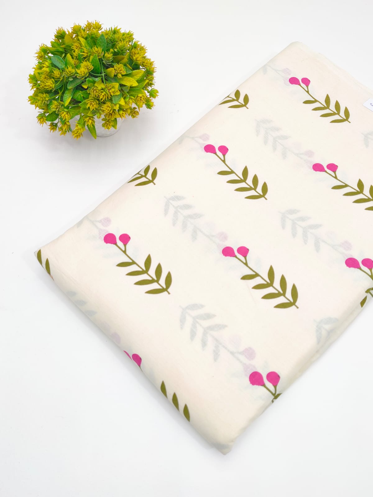 Off-White Botanical Vine Screen Print Pure Cotton Fabric - JBRGFD117