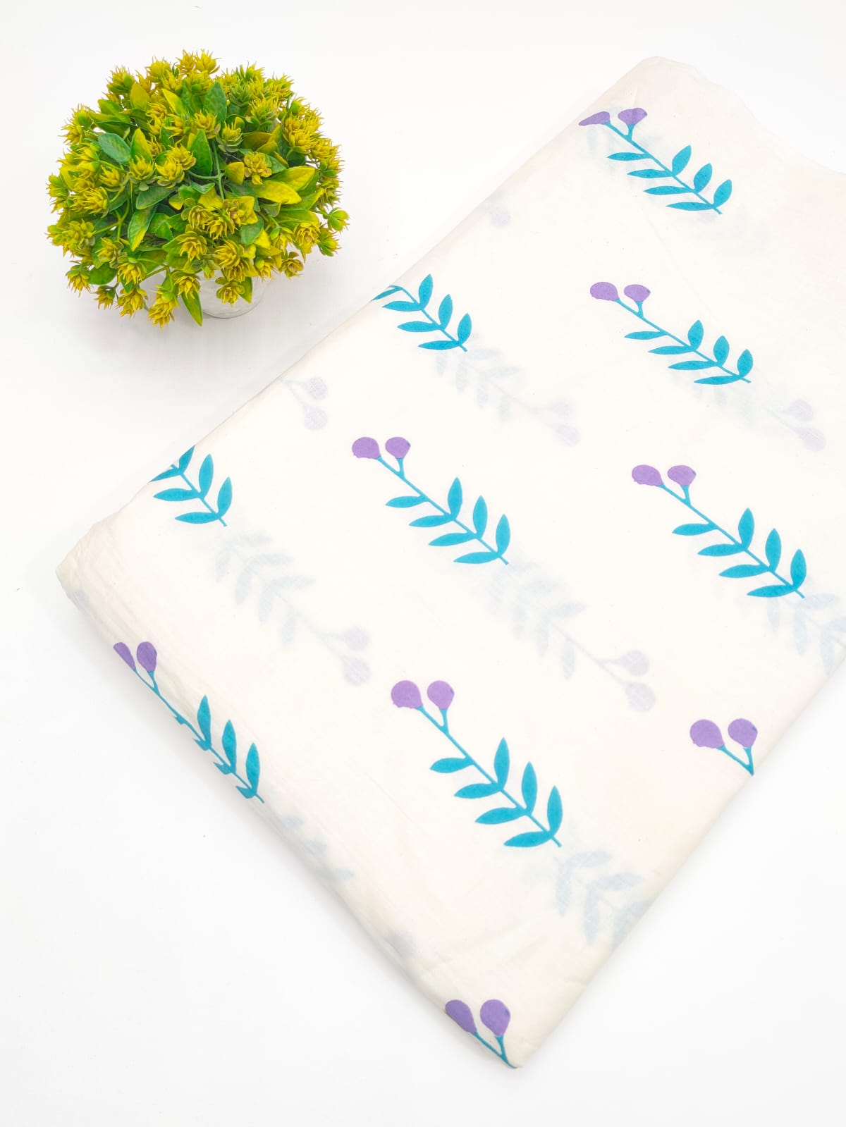 Off-White Botanical Vine Screen Print Pure Cotton Fabric - JBRGFD79