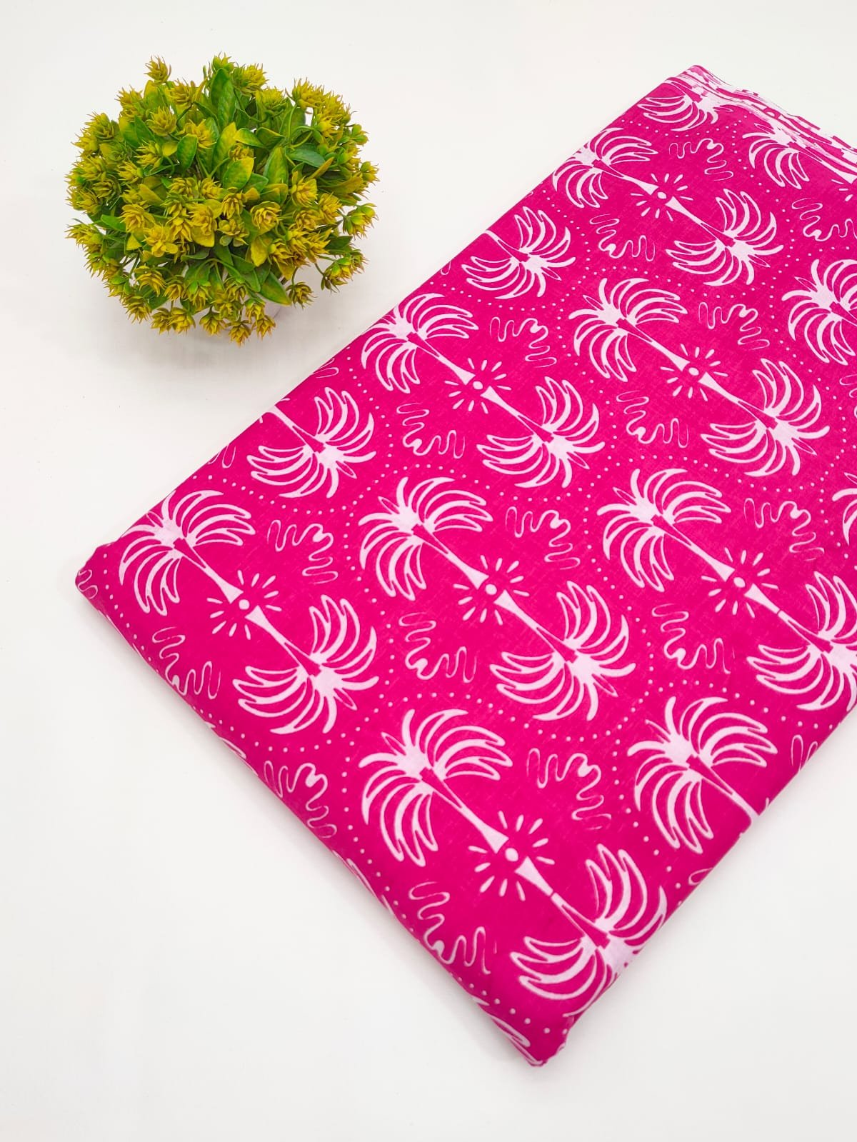 Pink Wave Pattern Screen Print Pure Cotton Fabric
