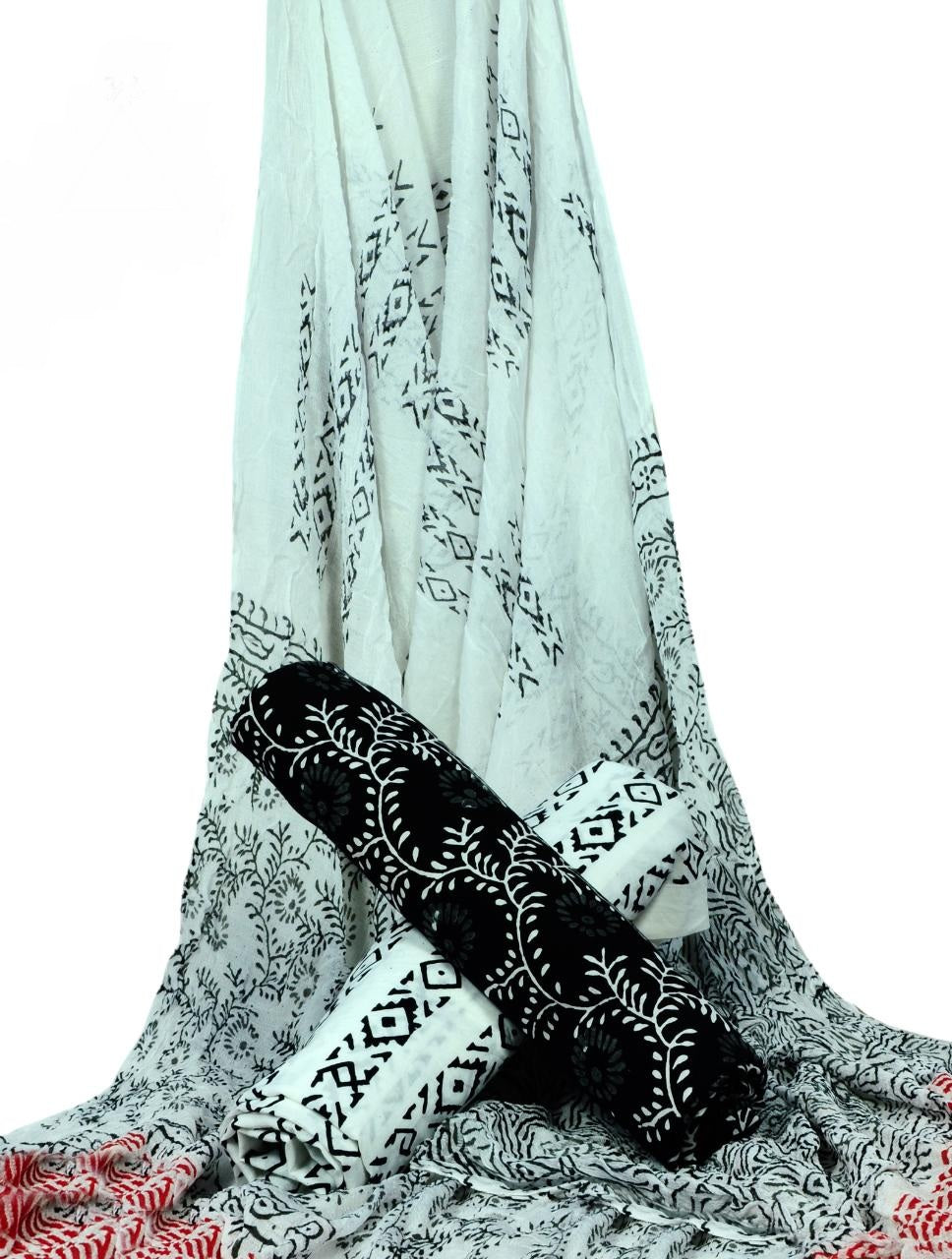 Pure Cotton Hand Block Printed Unstitched Suit With Chiffon Dupatta - JBGC145