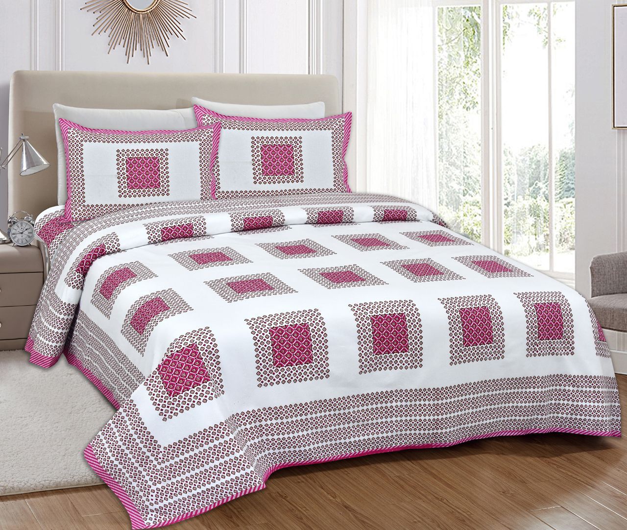 Cotton Double Bedsheet With 2 Pillow Covers – JBNBD23