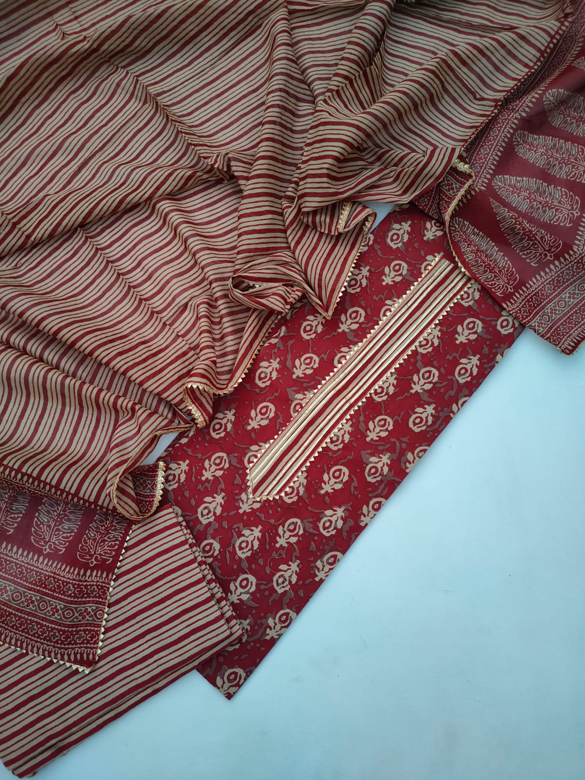 Cotton Gota Patti Suit Set with Cotton Dupatta- JBOGP243