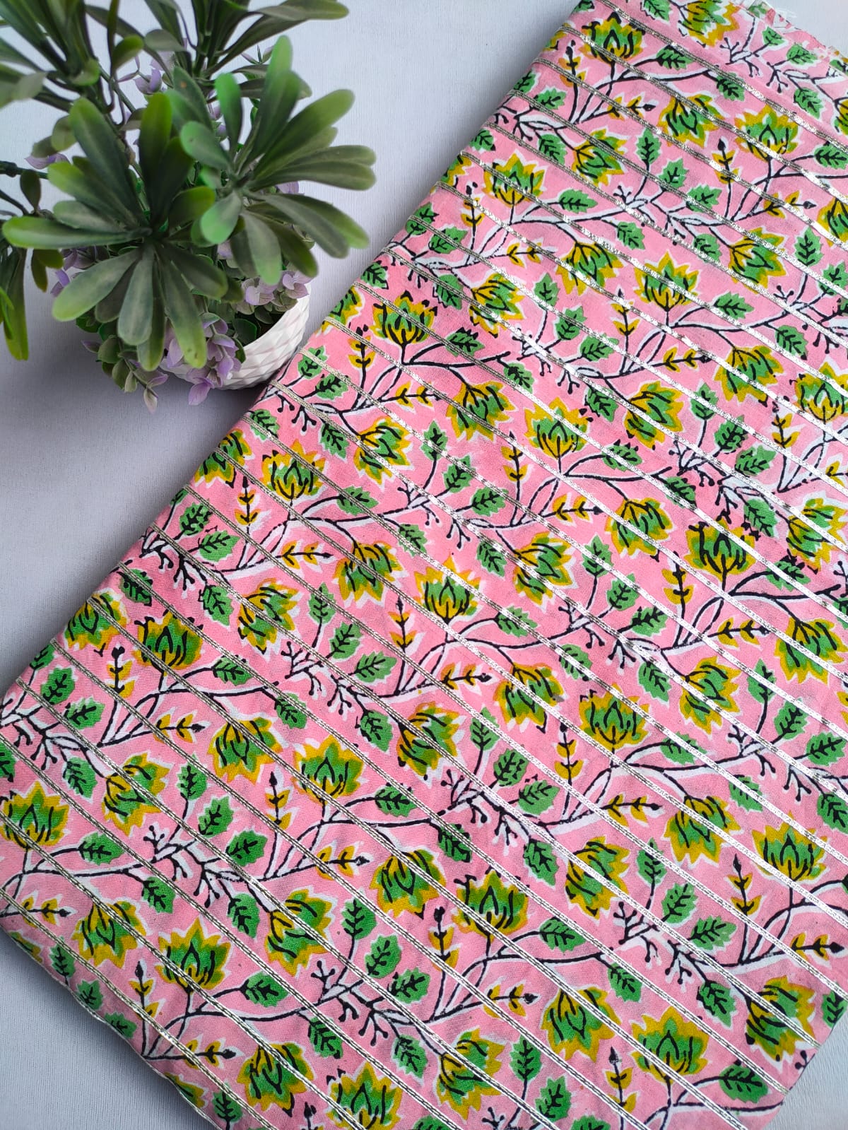 Gota Work Hand Block Printed Fabrics