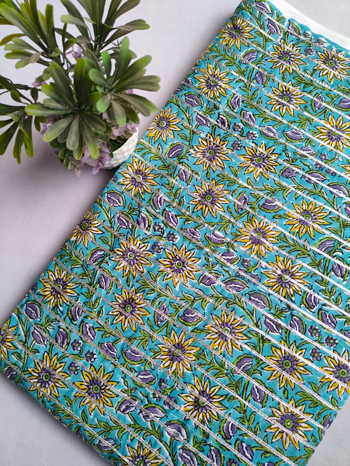 Gota Work Hand Block Printed Fabrics