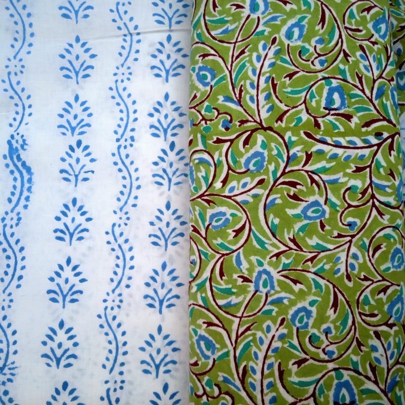 Green Jaal Pattern Sanganeri Print Salwar suits with Chiffon Dupatta - JB124