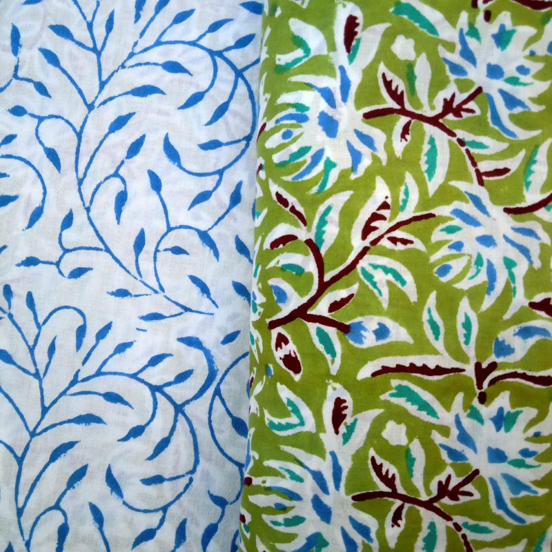 Green Jaal Pattern Latest Block Print Suits Design with Mulmul Dupatta - JB130