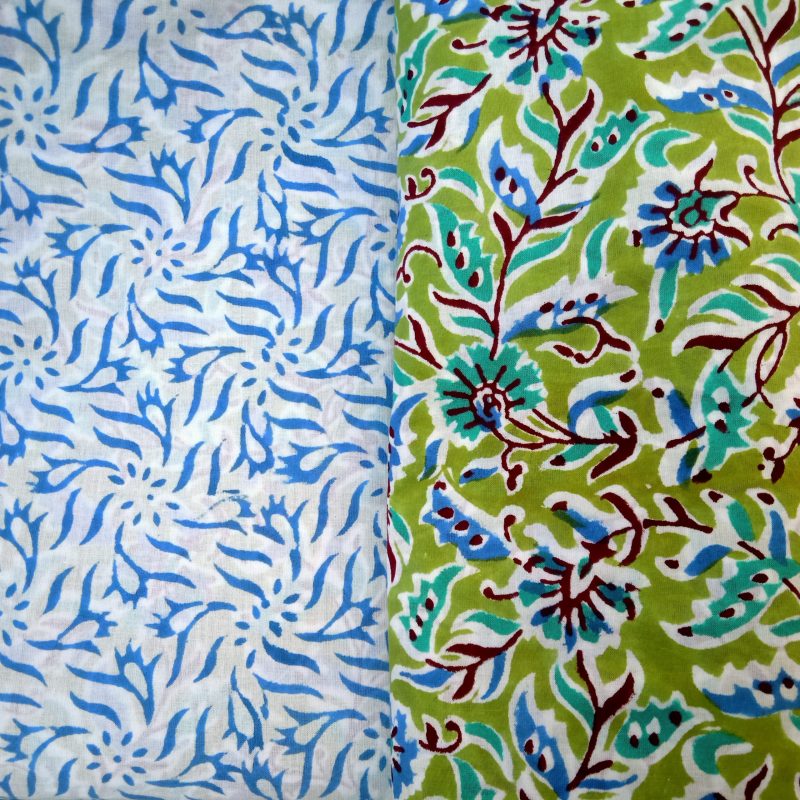 Green Jaal Pattern Jaipuri Block Printed Salwar suit with Mulmul Dupatta - JB134