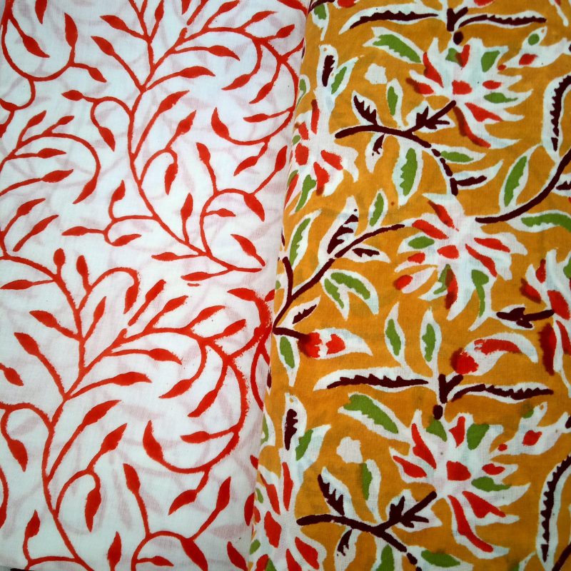 Mustard Jaal Pattern Block Print Cotton suit with Cotton Dupatta - JB125