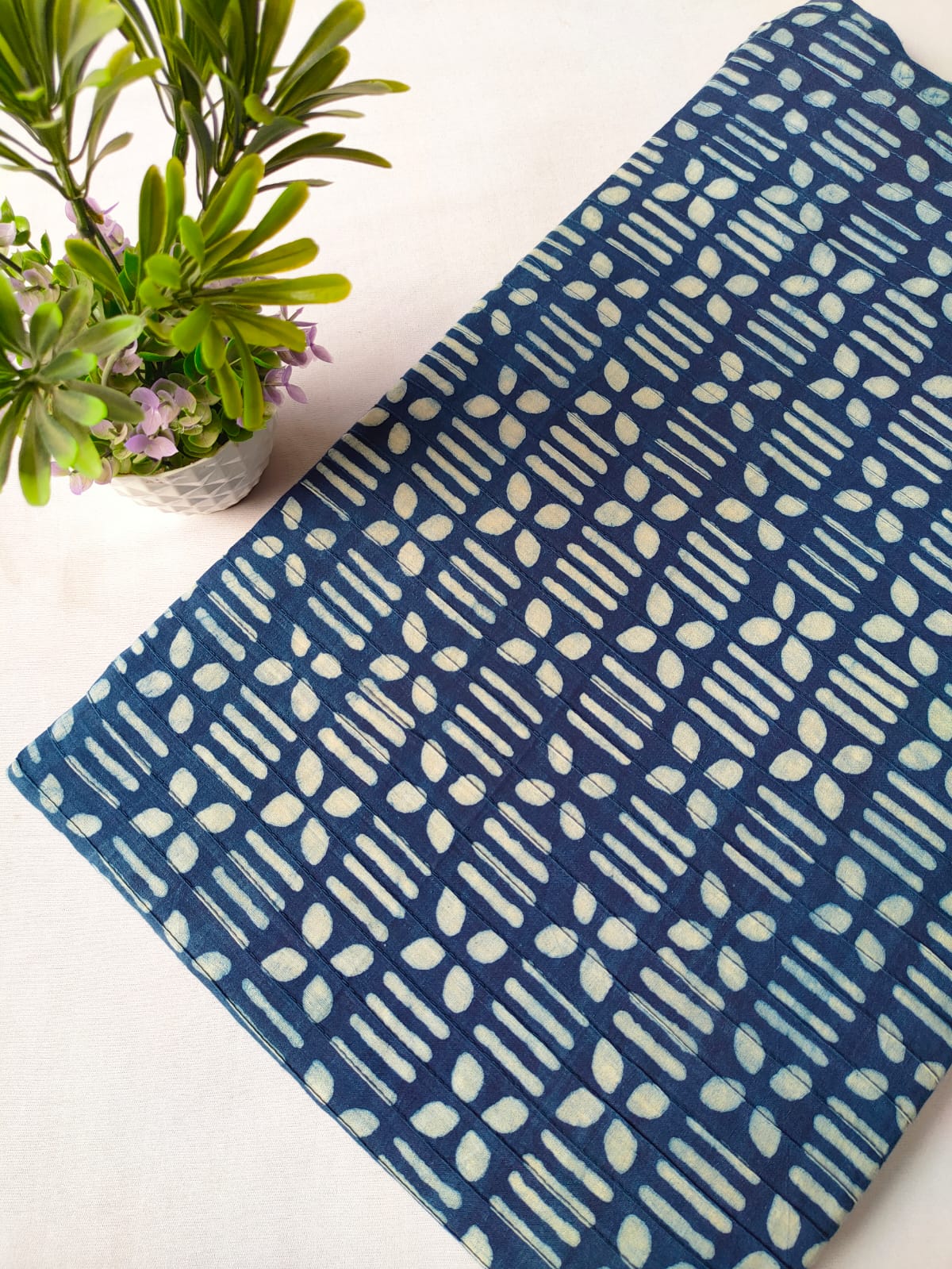 pin tuck cotton hand block fabric