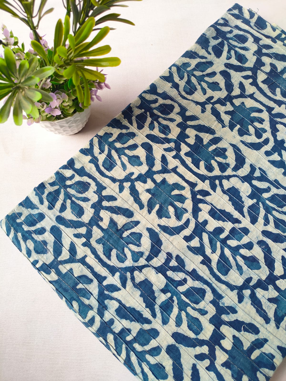 pin tuck cotton hand block fabric