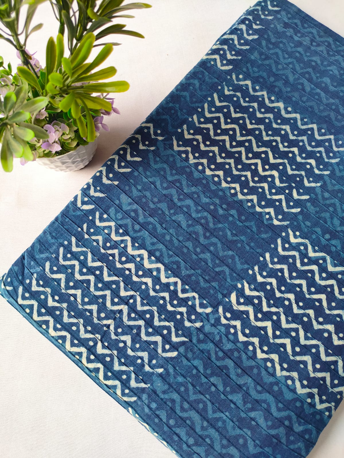 pin tuck cotton hand block fabric