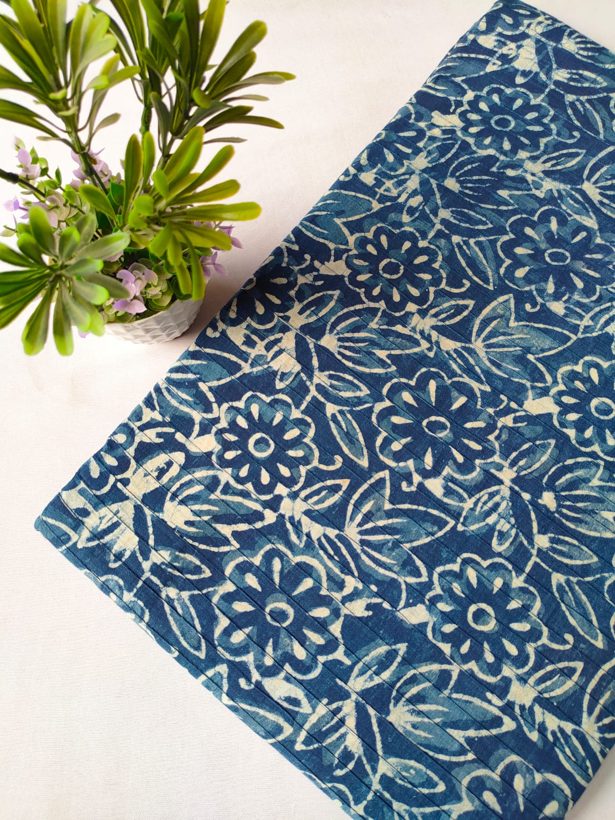 pin tuck cotton hand block fabric