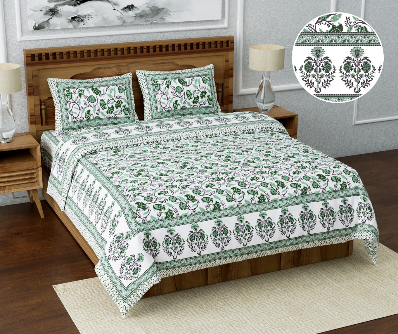 Cotton Jumbo Size 108"x108" Bedsheet With 2 Pillow Covers - JBNBJ101