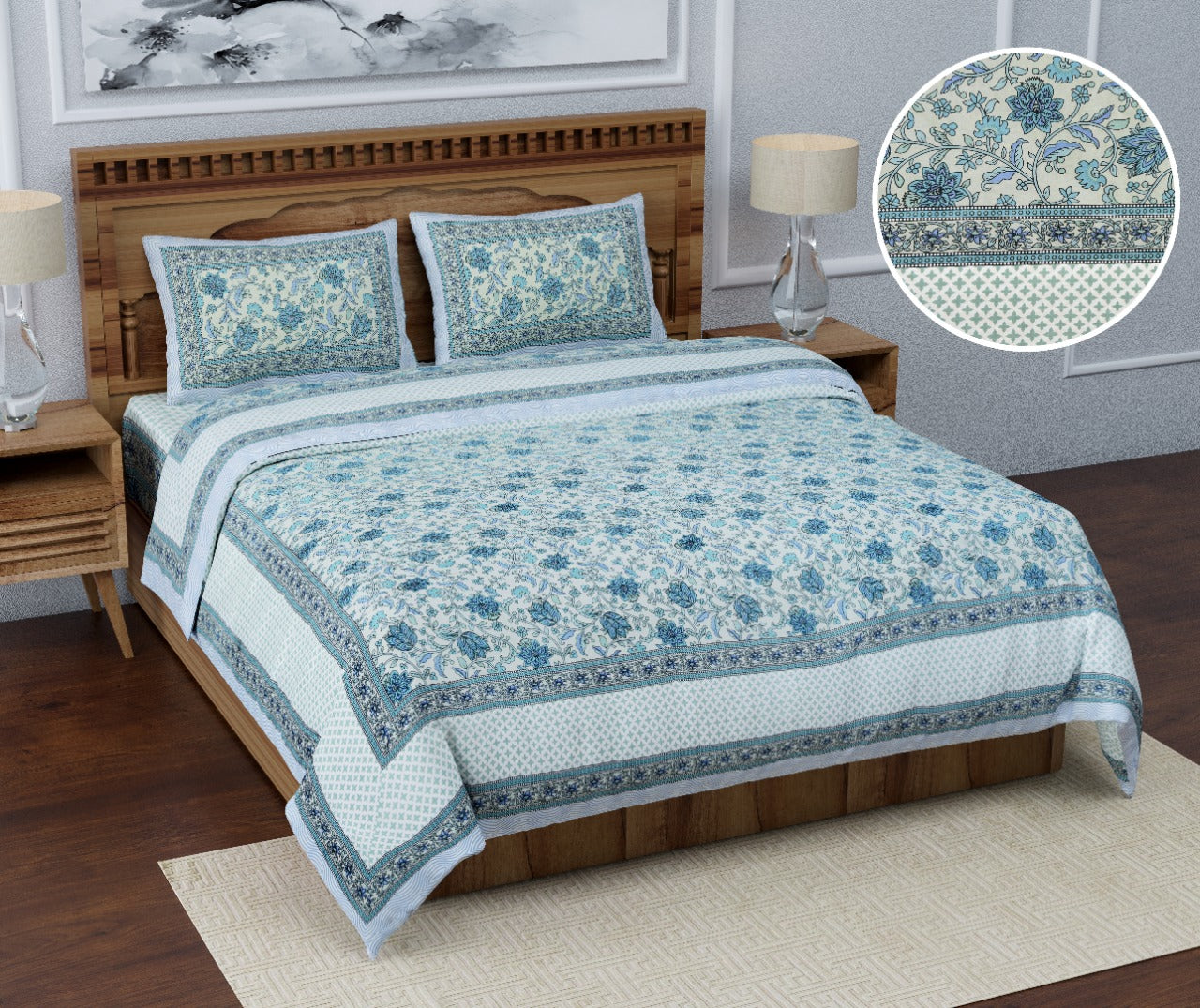 Cotton Jumbo Size 108"x108" Bedsheet With 2 Pillow Covers - JBNBJ106