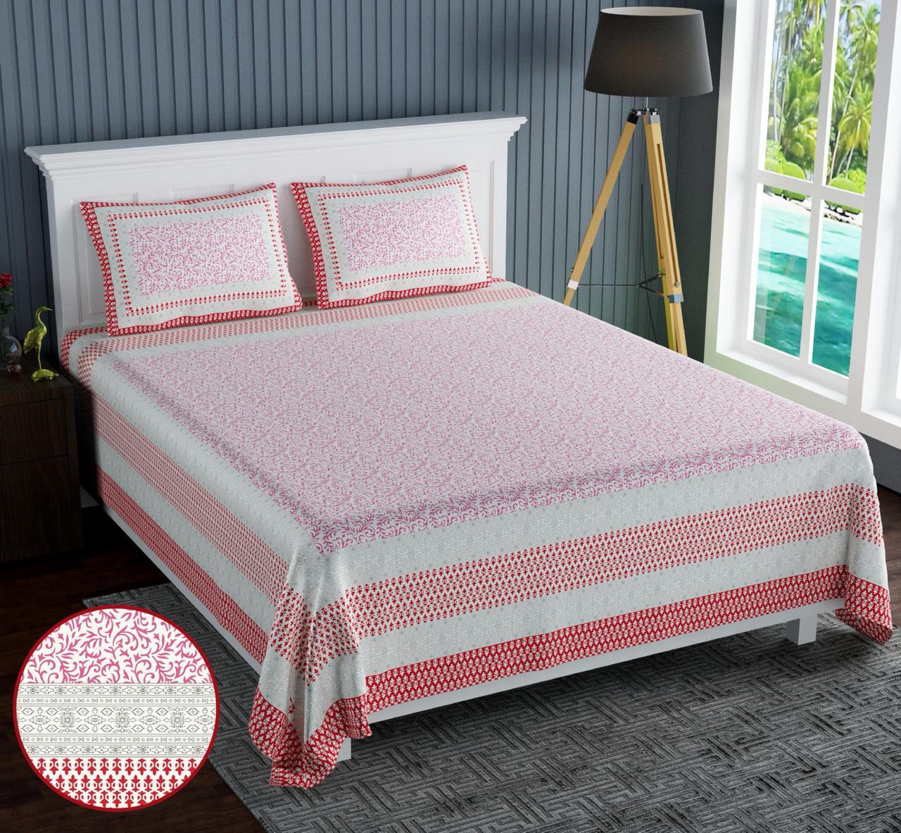 Cotton Jumbo Size 108"x108" Bedsheet With 2 Pillow Covers - JBNBJ60